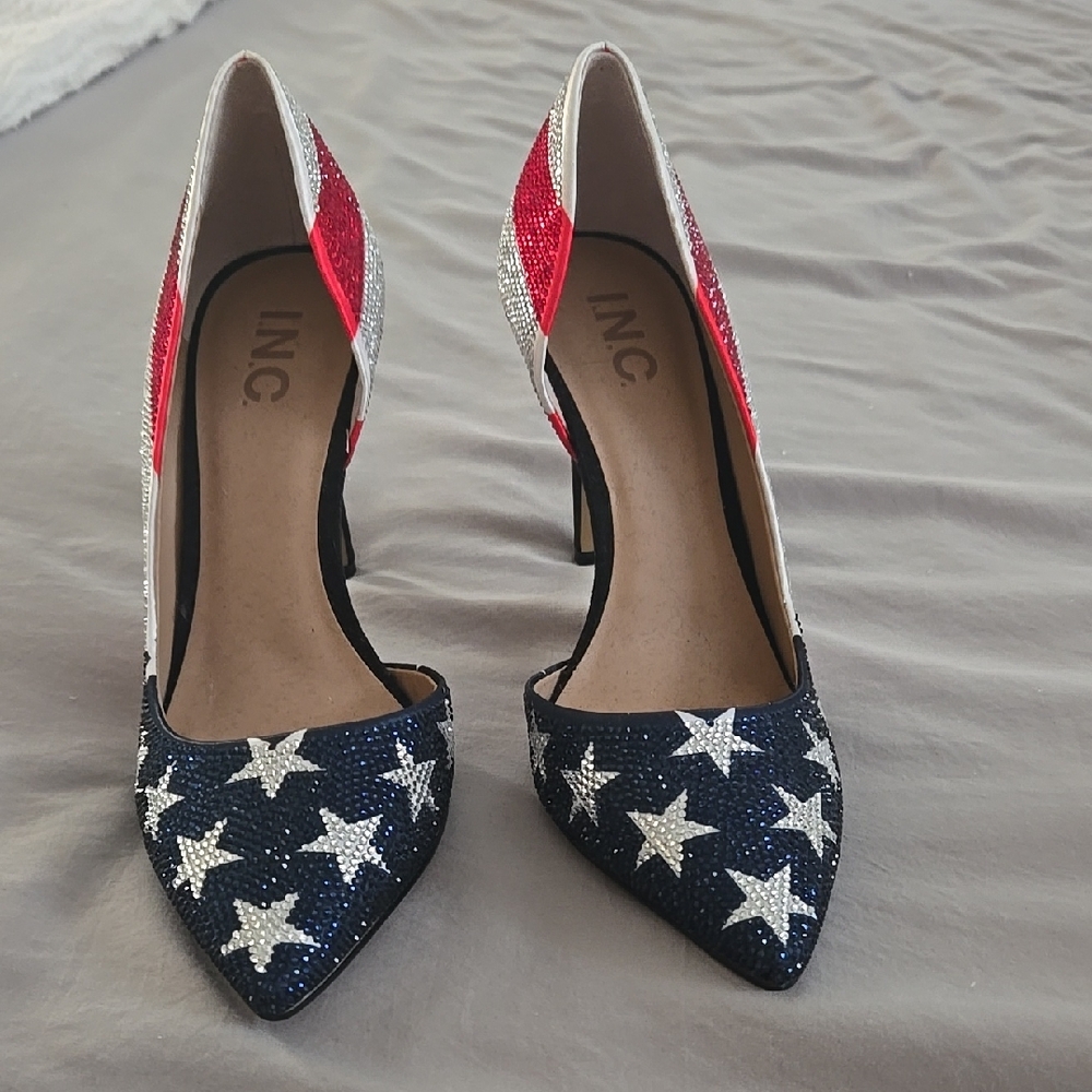 INC International Concepts Women's Star-Studded Heels - Red, Blue, and White